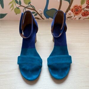 Jeffrey Campbell Purdy High Heel Sandals in Royal Blue and Turquoise